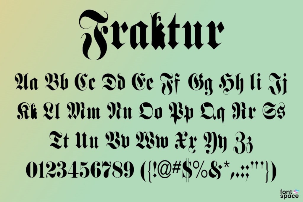 Image:  Fraktur - Fontspace https://www.fontspace.com/fraktur-font-f6184