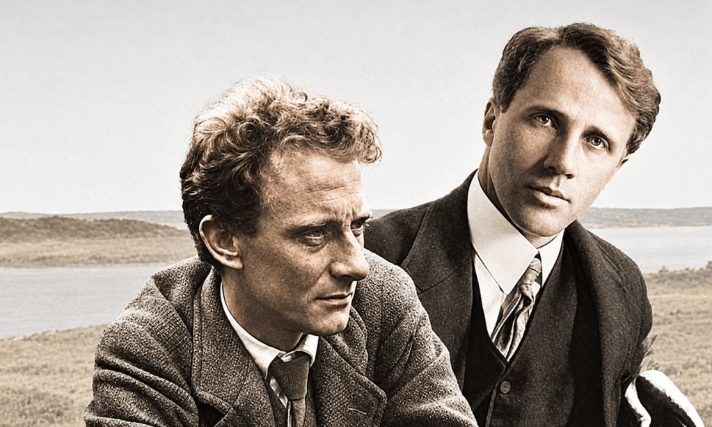 Image c: Edward Thomas and Robert Frost https://www.theguardian.com/books/2011/jul/29/robert-frost-edward-thomas-poetry  Cotswolds Photo Library/Alamy via The Guardian