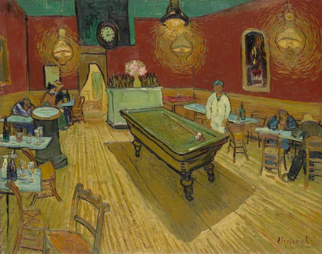 Image: Vincent van Gogh’s le cafe de nuit https://www.vincentvangogh.org/the-night-cafe.jsp#google_vignette
